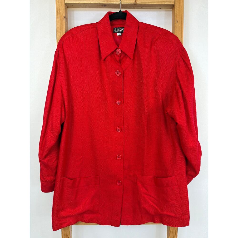 Vintage LGR Rayon Blend Button Down Two Pocket Long Sleeve Jacket Size 10